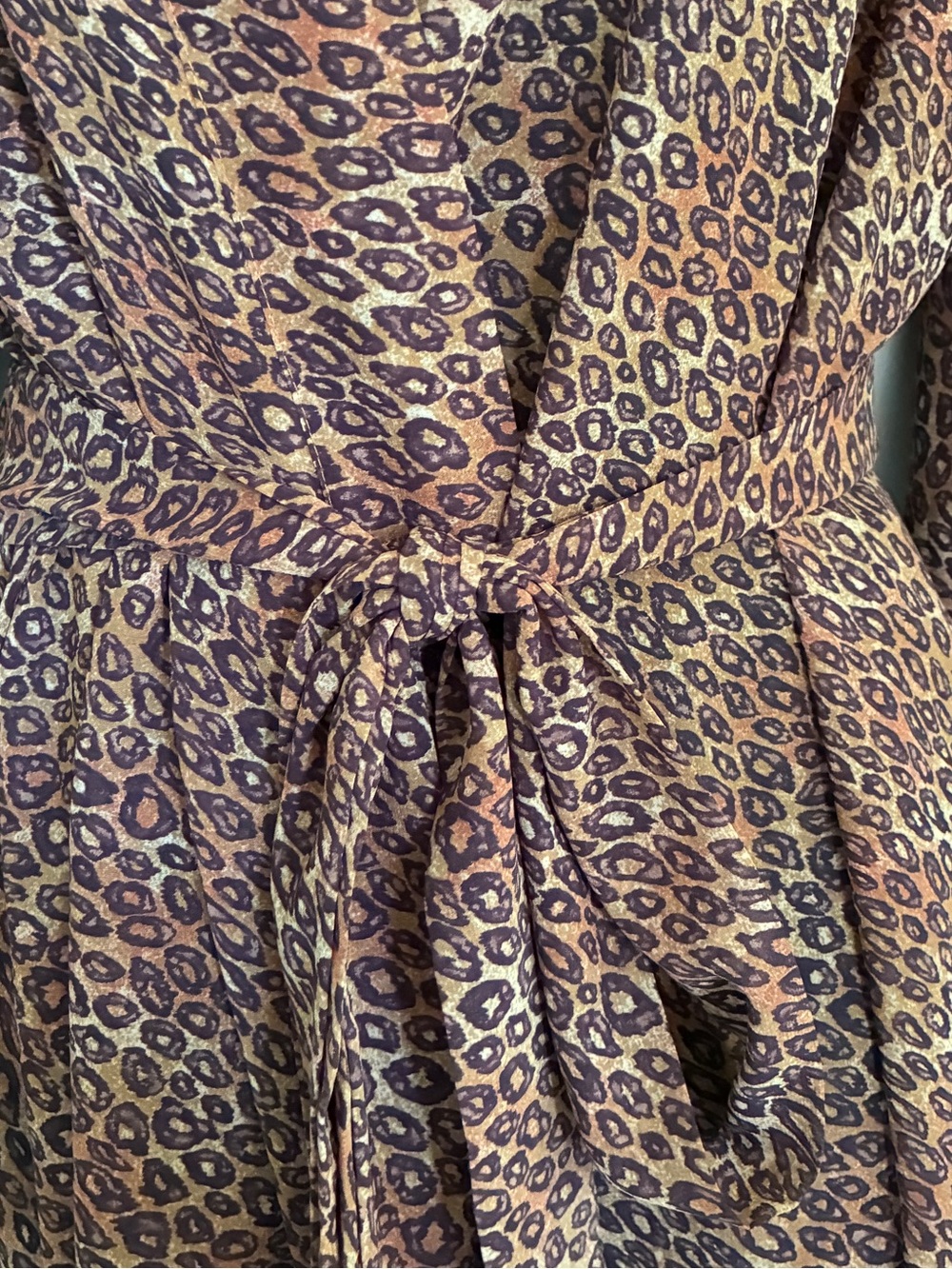 Vintage 90s 2000s Victorias Secret Leopard Print Short Robe Brown Sz OS - Picture 7 of 7